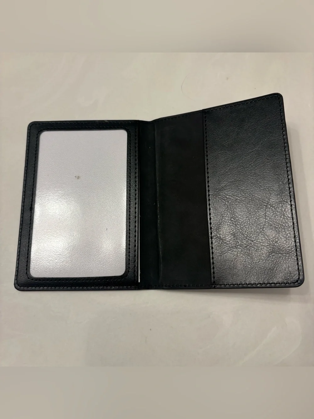NEW Black Onyx Vegan Leather Passport Holder Embossed Document Window Midnight